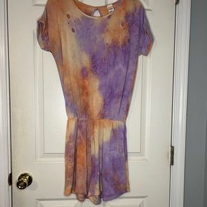 Tye-dye sweatshirt material romper